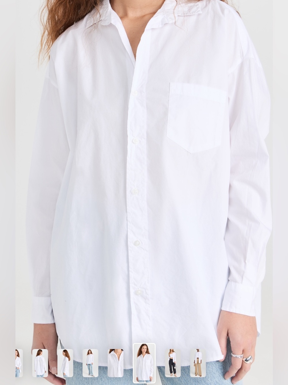 Frank & Eileen Shirley Oversized Button-Up Shirt White 100% Cotton Size L